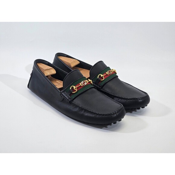 GUCCI Ayrton GG-Bit Drivers Men's 12 Horsebit Leather Loafers 624698 Black EUC - Picture 3 of 16